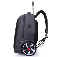 Custom OEM Big Wheels  Travel School Trolley Wheeled Luggage Carry on Backpack Case Bag with USB